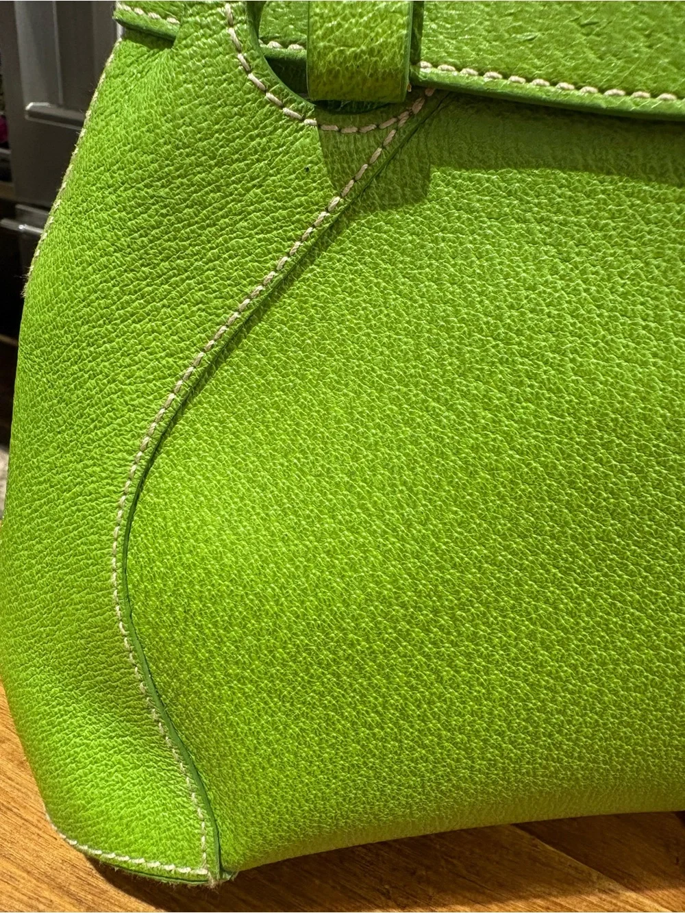 Vibrant Lime Green Kate Spade Leather Horseshoe Satchel Shoulder Bag